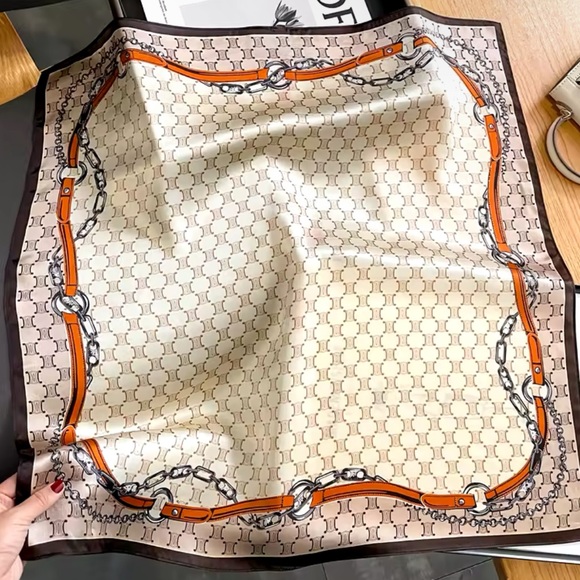 100% Pure Silk Satin Scarf High-Quality - Square Scarves. Bag Wrist/Scarf - Picture 2 of 5